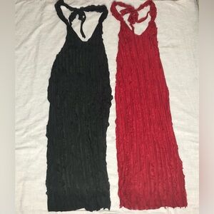 SHEIN Bundle Black Red Halter Maxi Dresses Size XS